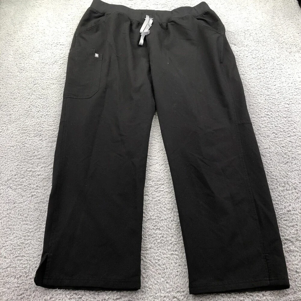 FIGS Scrub Pants Mens 3XL Black Technical Collection Straight Leg Drawstring